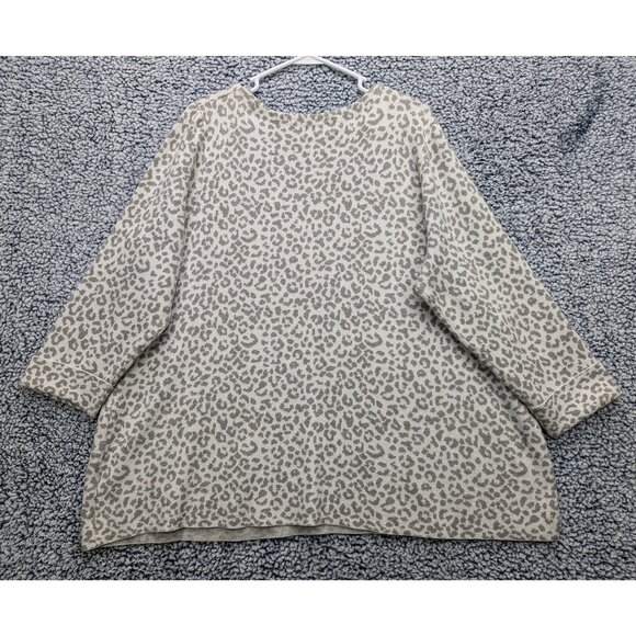 Cynthia Rowley Animal Print Sweater Size 2X Knit 3/4 Sleeve Soft Cozy Plus Gray - Picture 2 of 12
